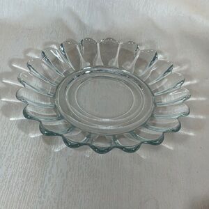 Vintage Clear Glass Scalloped Edge Petal Plate 8.5” Diameter
